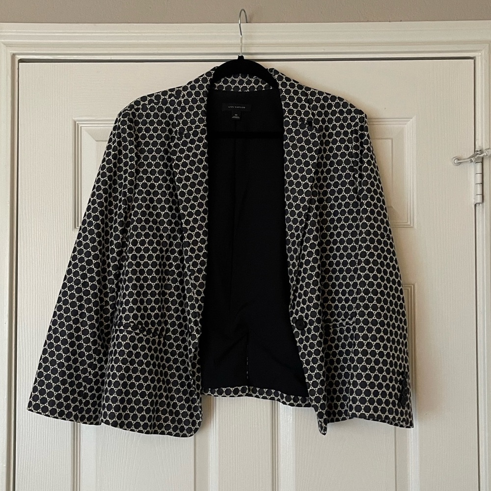 Ann Taylor Navy Print Blazer